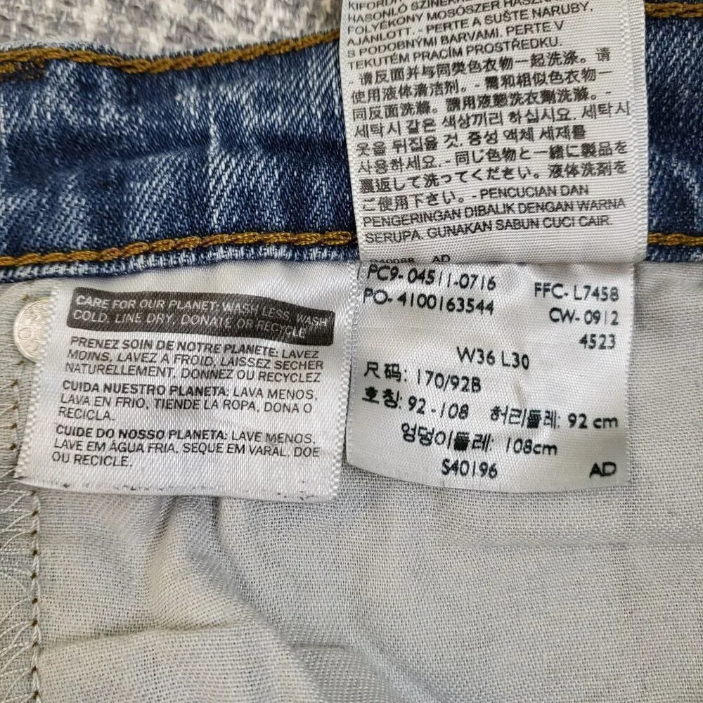 Levi's 511 Slim Fit Mid Rise Jeans Rugged Weight Blue Men's Tag 36x30 SEE DESC